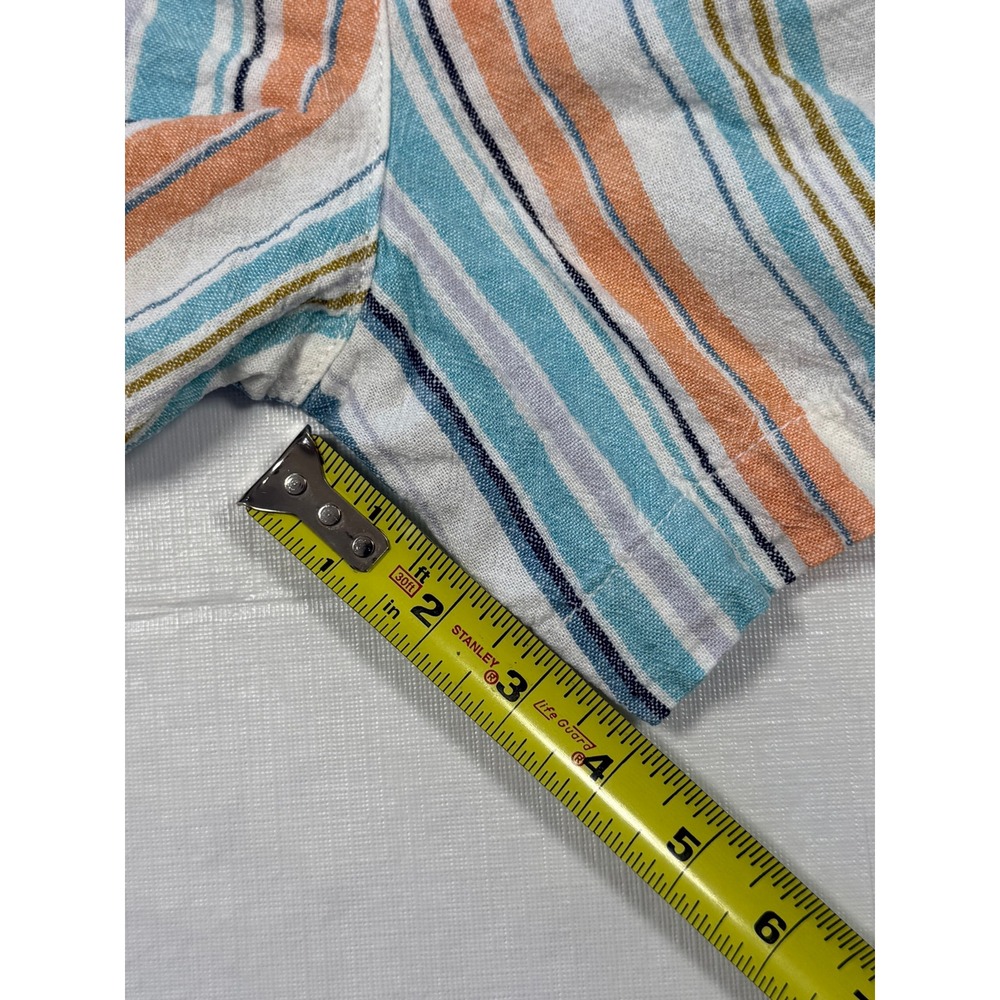 Briggs Womens Linen Blend Striped Shorts Blue Orange White Drawstring Size M - Picture 7 of 8